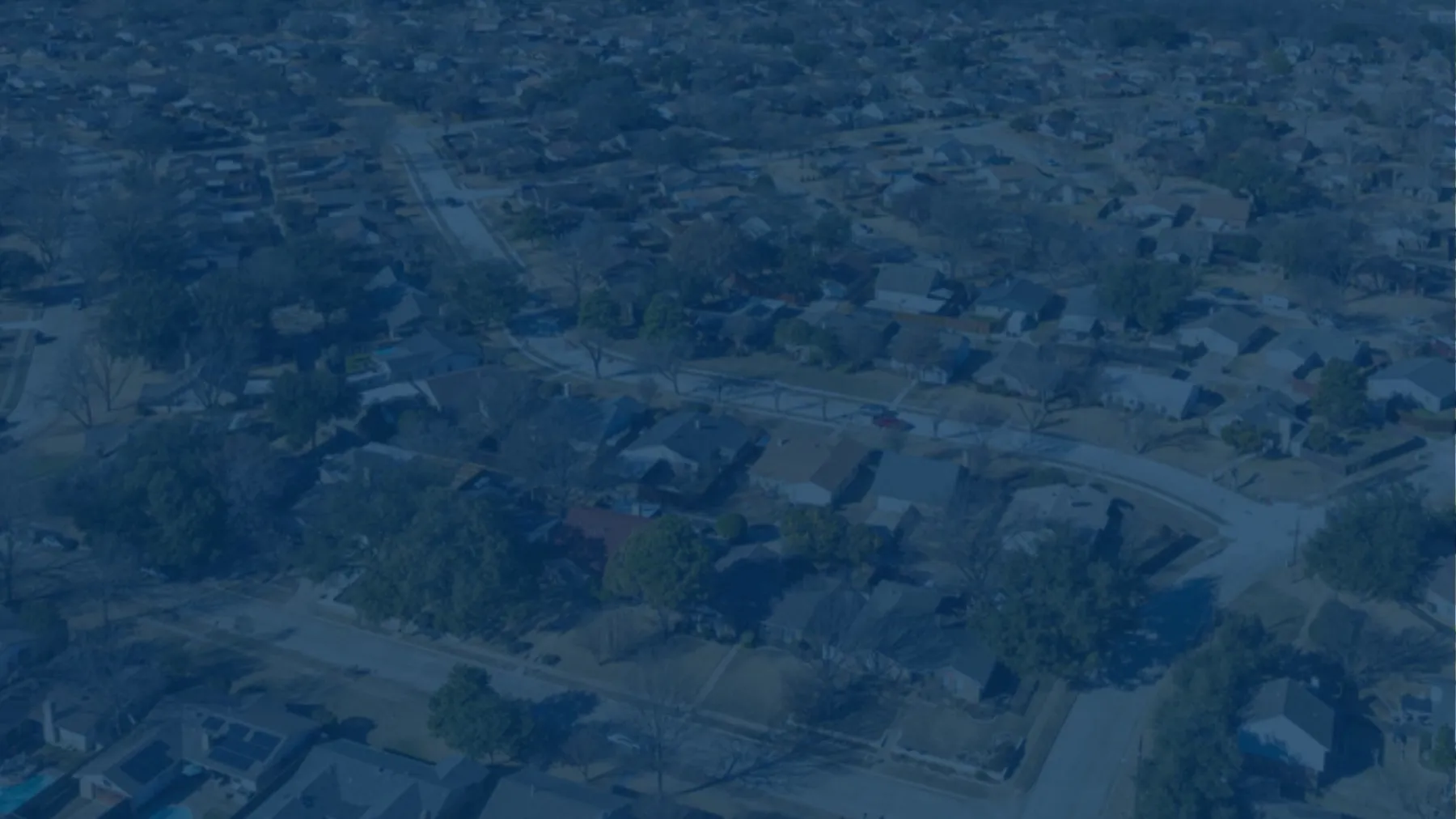 Aerial view of an established residential neighbourhood in Plano, Texas